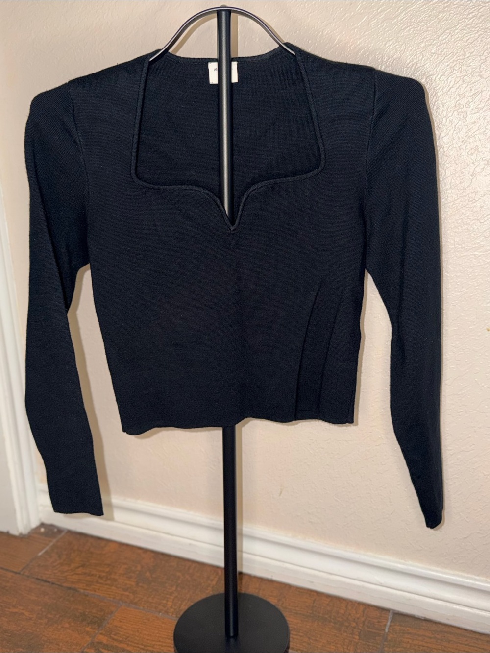 Abercrombie & Fitch Black Long-Sleeve Square Neck Top